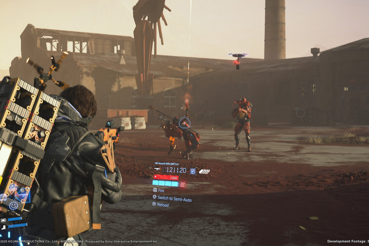 Imagem da gameplay de Death Stranding 2: On the Beach