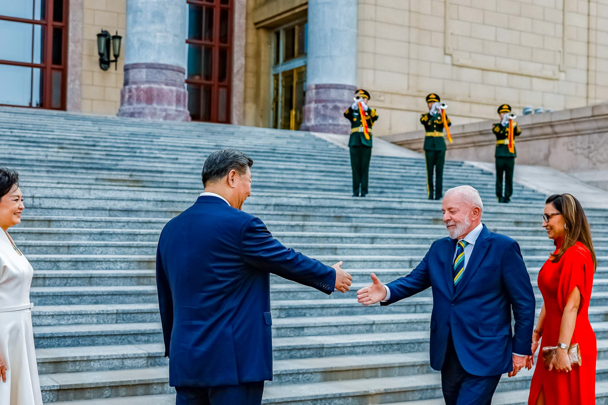 Presidente da República, Luiz Inácio Lula da Silva, durante a cerimônia de boas-vindas, no Grande Palácio do Povo. Pequim - China