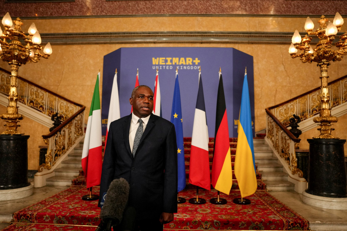 Britain's Foreign Secretary David Lammy speaks to the media as he hosts talks of the Britain's Foreign Secretary David Lammy speaks to the media as he hosts talks of the