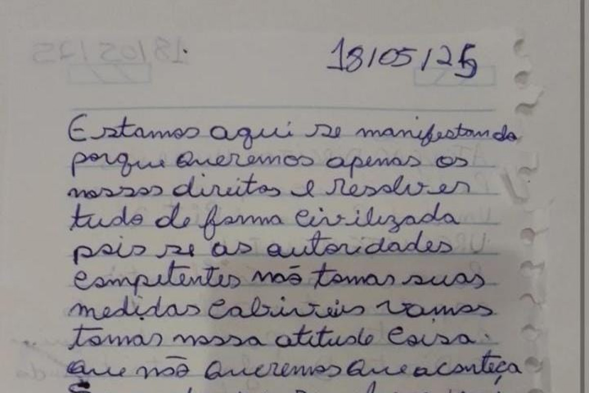 Carta atribuída a presos em Itaquitinga.