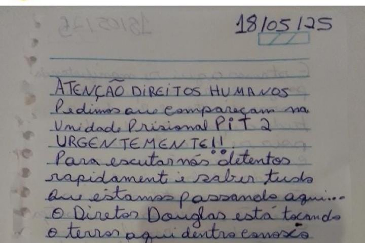 Carta atribuída a presos em Itaquitinga.