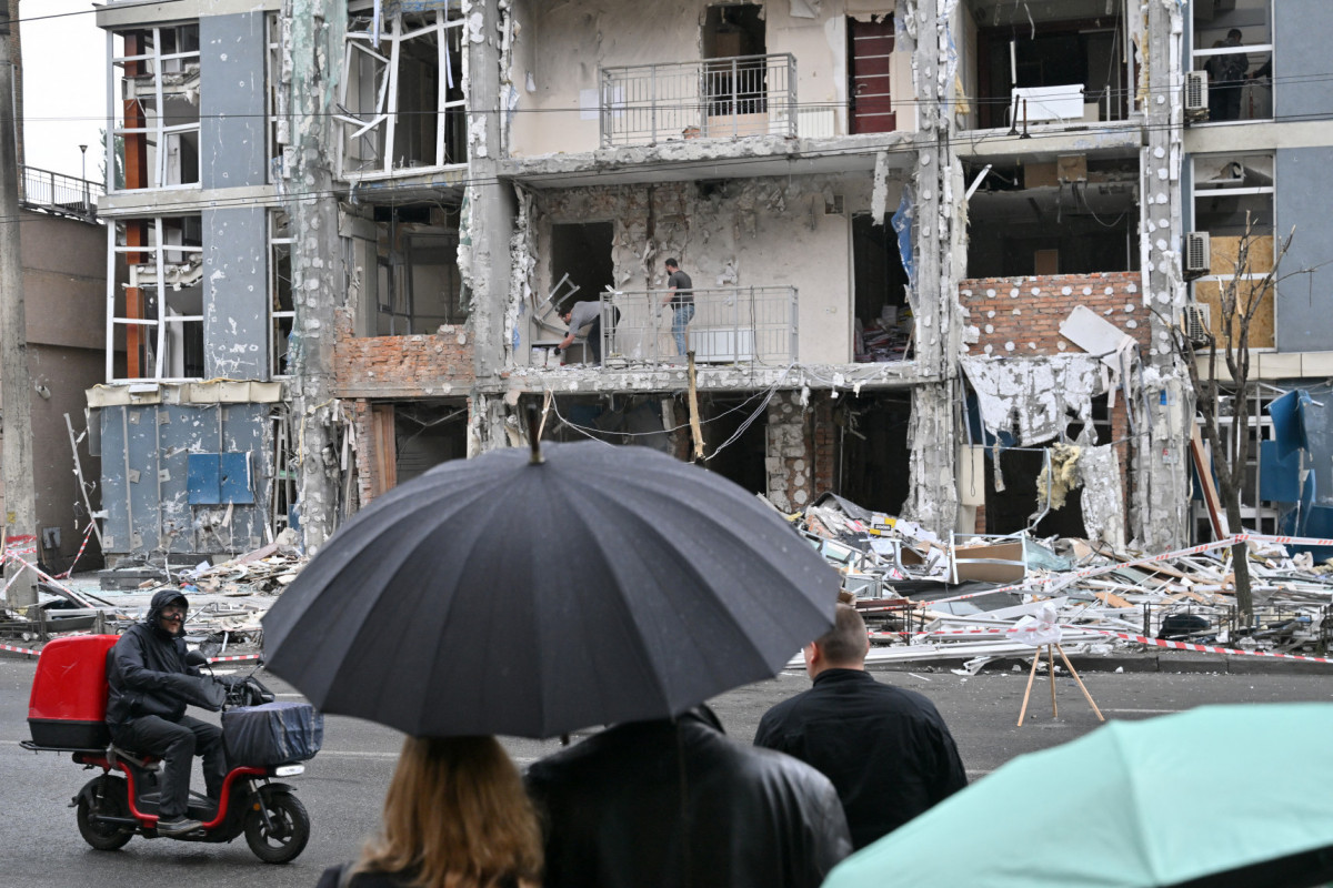 Ataque russo na cidade ucraniana de Kyiv. 