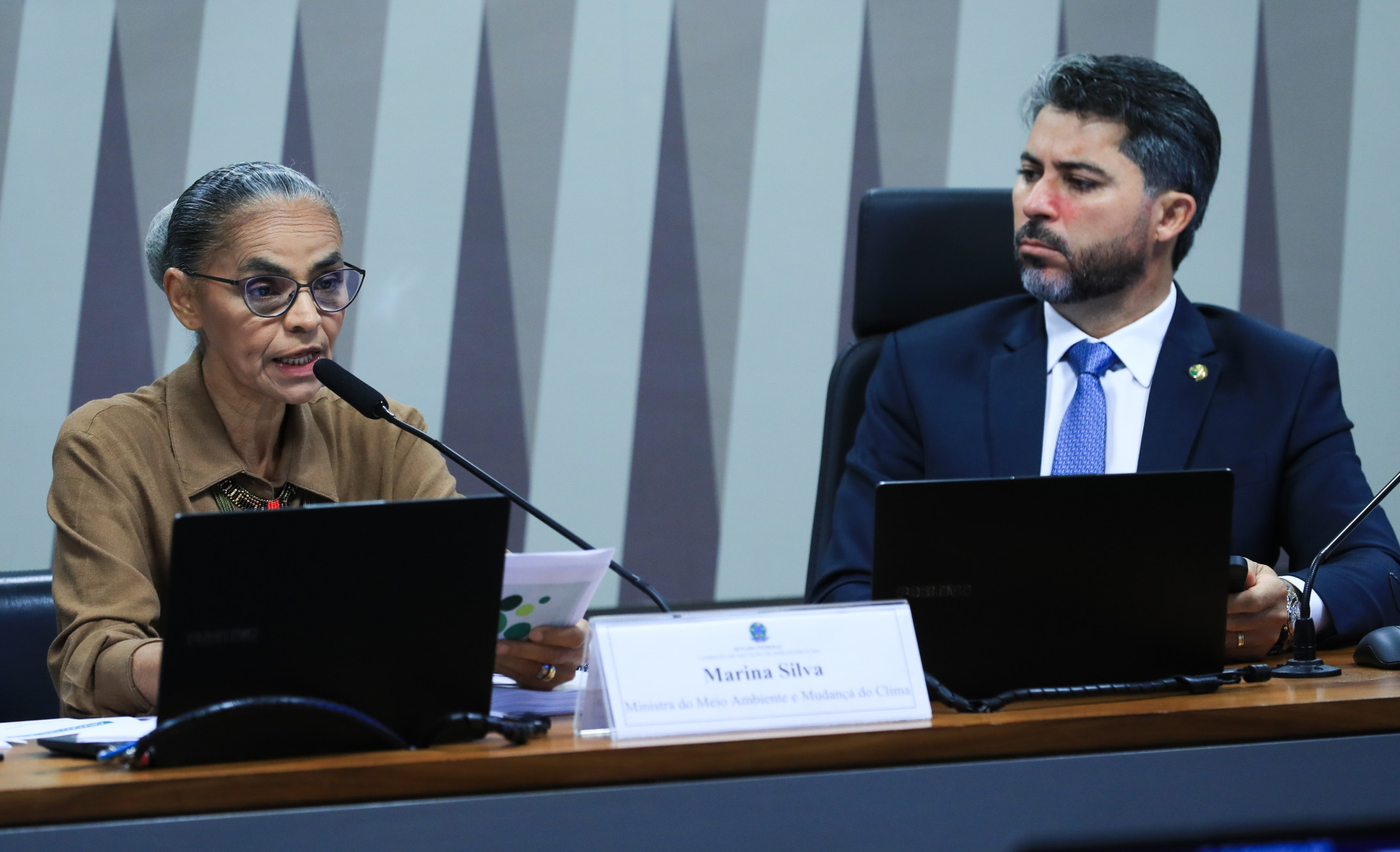 Comissão de Infraestrutura (CI) do Senado durante audiência para ouvir a ministra do Meio Ambiente e Mudança do Clima, Marina Silva