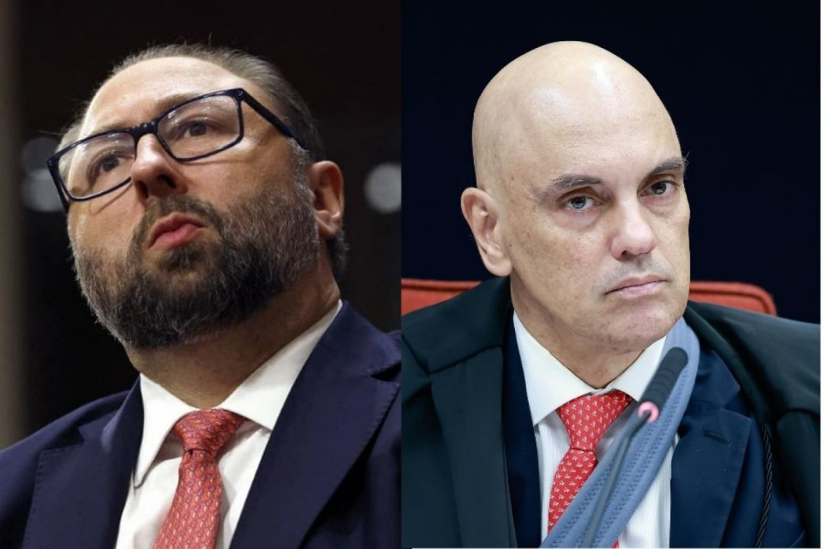 Ex-assessor de Donald Trump Jason Miller (à esq.) e o ministro do STF, Alexandre de Moraes (Anna Moneymaker / Getty Images via AFP e Fellipe Sampaio /STF) Ex-assessor de Donald Trump Jason Miller (à esq.) e o ministro do STF, Alexandre de Moraes /Anna Moneymaker / Getty Images via AFP e Fellipe Sampaio /STF
