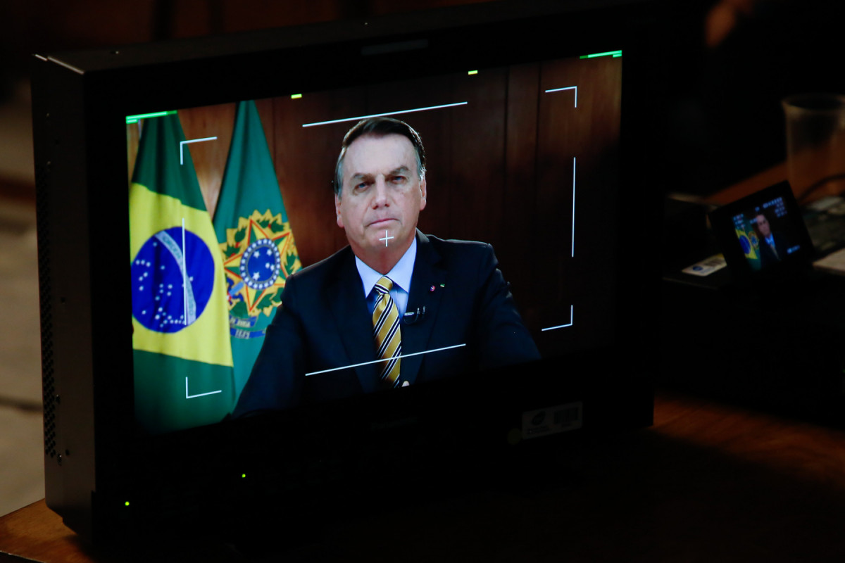 (Brasília - DF, 02/06/2021) Pronunciamento do Presidente da República, Jair Bolsonaro.
Foto: Anderson Riedel/PR