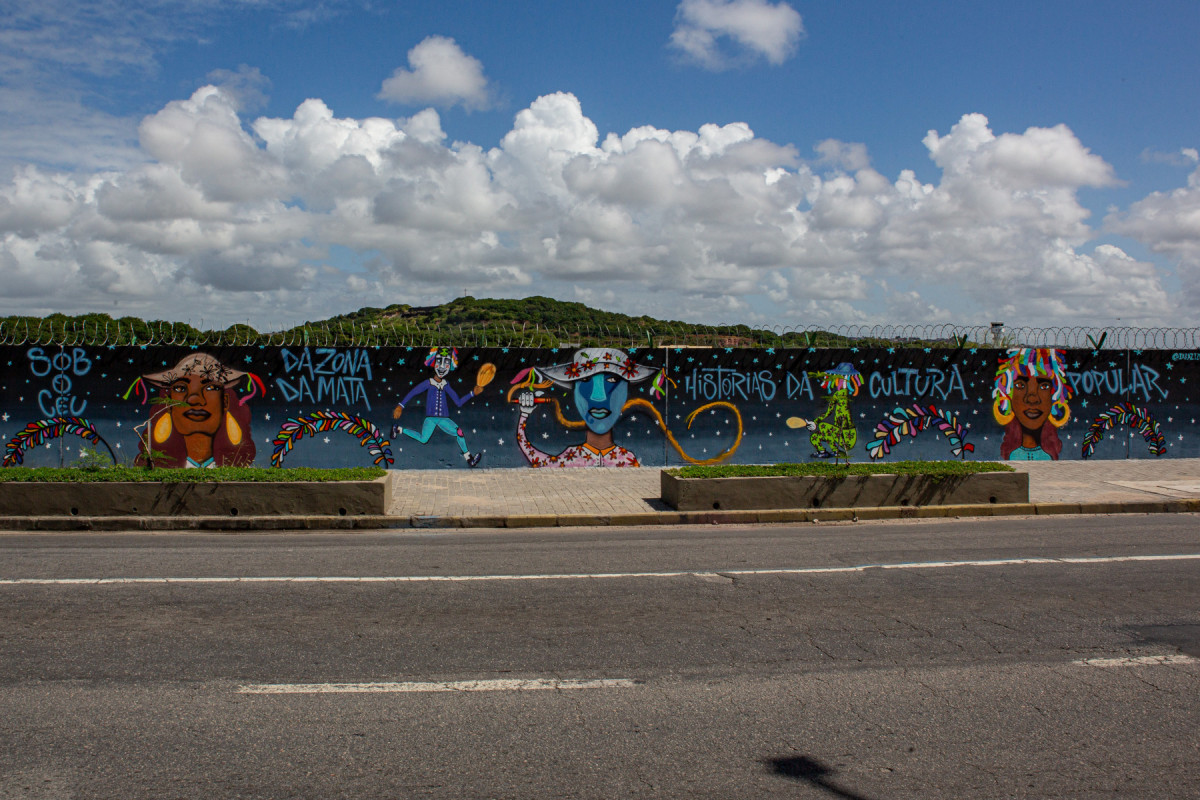 Recife, PE, 03/06/2025 - GRAFITAGEM MURO DO AEROPORTO - Imagens dos grafites que estão sendo feitos no muro do aeroporto.