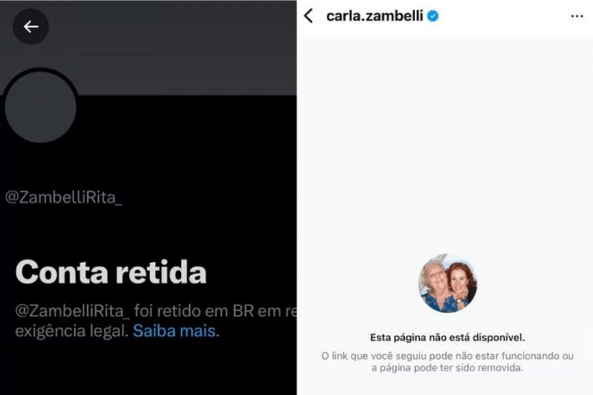 Reses sociais de Zambelli ficaram indisponíveis na tarde desta quarta-feira (4) (Reprodução/Redes sociais ) Reses sociais de Zambelli ficaram indisponíveis na tarde desta quarta-feira (4)/Reprodução/Redes sociais