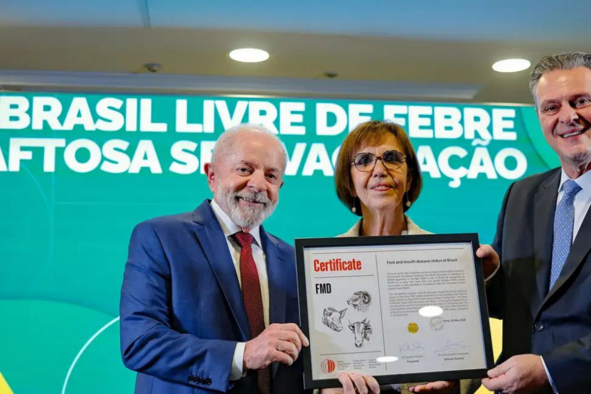 A Organização Mundial de Saúde Animal (OMSA) reconheceu  o Brasil como livre de febre aftosa sem vacinação, na última quinta-feira (29), durante a 92ª Sessão Geral da Assembleia Mundial de Delegados da OMSA, em Paris./Foto: Ricardo Stuckert/PR