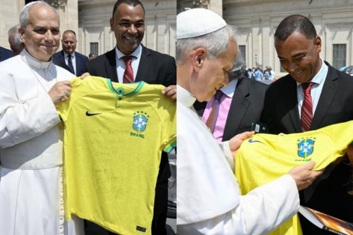 O ex-jogador se encontrou com o Papa nesta quarta-feira (11) (Reprodução) O ex-jogador se encontrou com o Papa nesta quarta-feira (11)/Reprodução