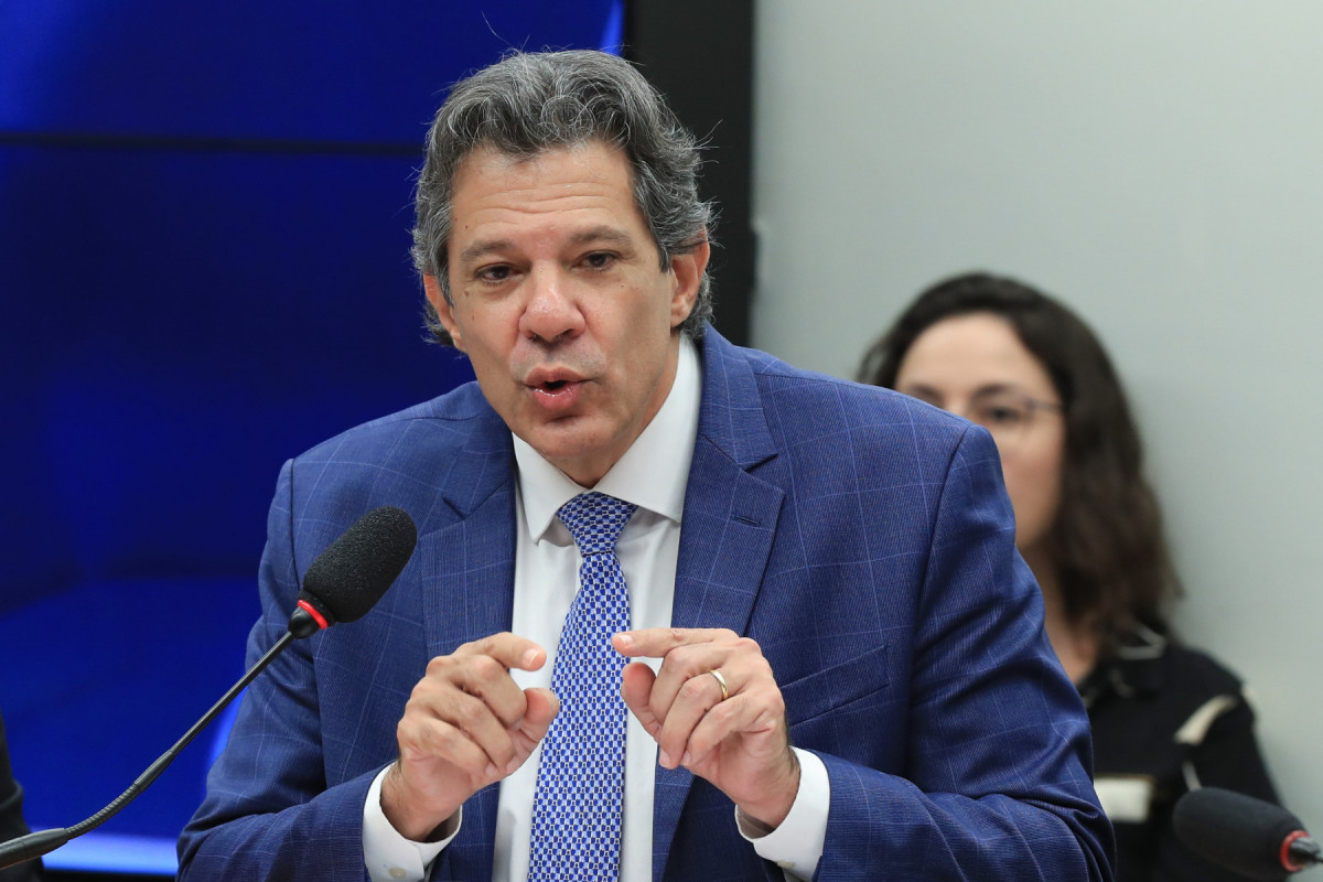 O ministro da Fazenda, Fernando Haddad, durante audiência pública conjunta,  promovida pelas comissões de Finanças e Tributação e de Fiscalização Financeira e Controle da Câmara dos Deputados