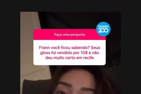 Franciny Ehlke critica loja que vendeu seu gloss a R$10 no Recife (Foto: Reprodução/Instagram) Franciny Ehlke critica loja que vendeu seu gloss a R$10 no Recife/Foto: Reprodução/Instagram