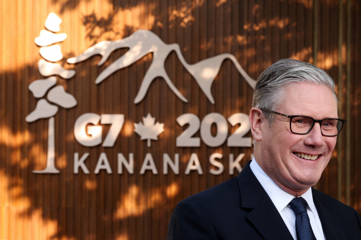 O primeiro-ministro britânico, Keir Starmer, fala à imprensa durante a Cúpula do G7 (Suzanne Plunkett/POOL/AFP) O primeiro-ministro britânico, Keir Starmer, fala à imprensa durante a Cúpula do G7/Suzanne Plunkett/POOL/AFP