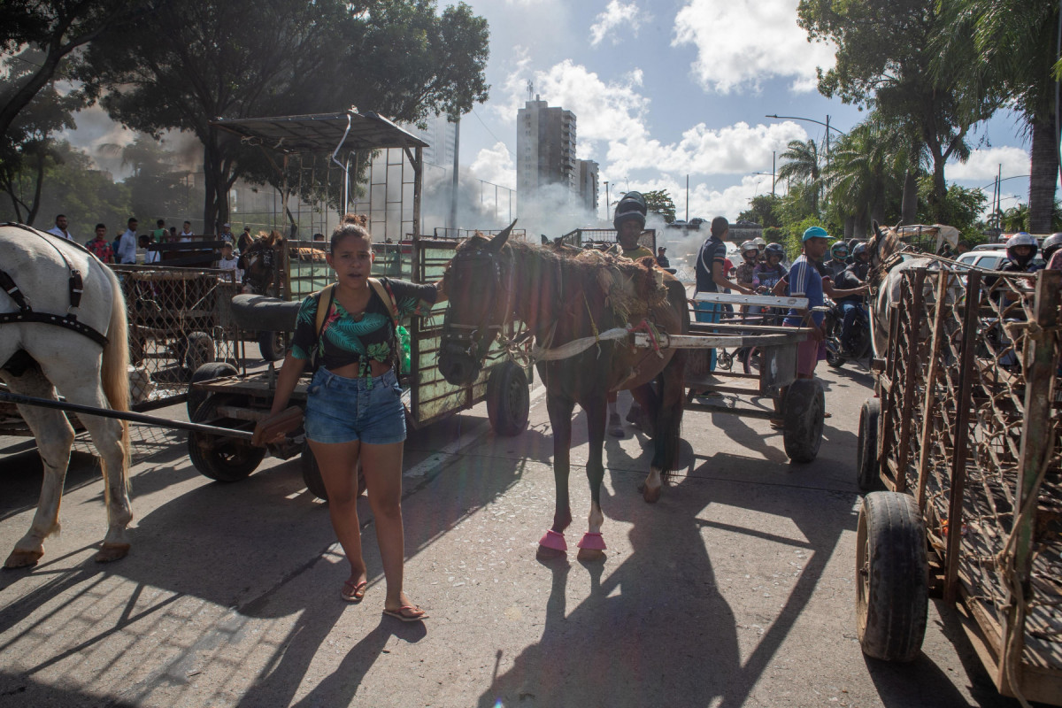 Protestos simultâneos dos carroceiros param várias avenidas do Recife
