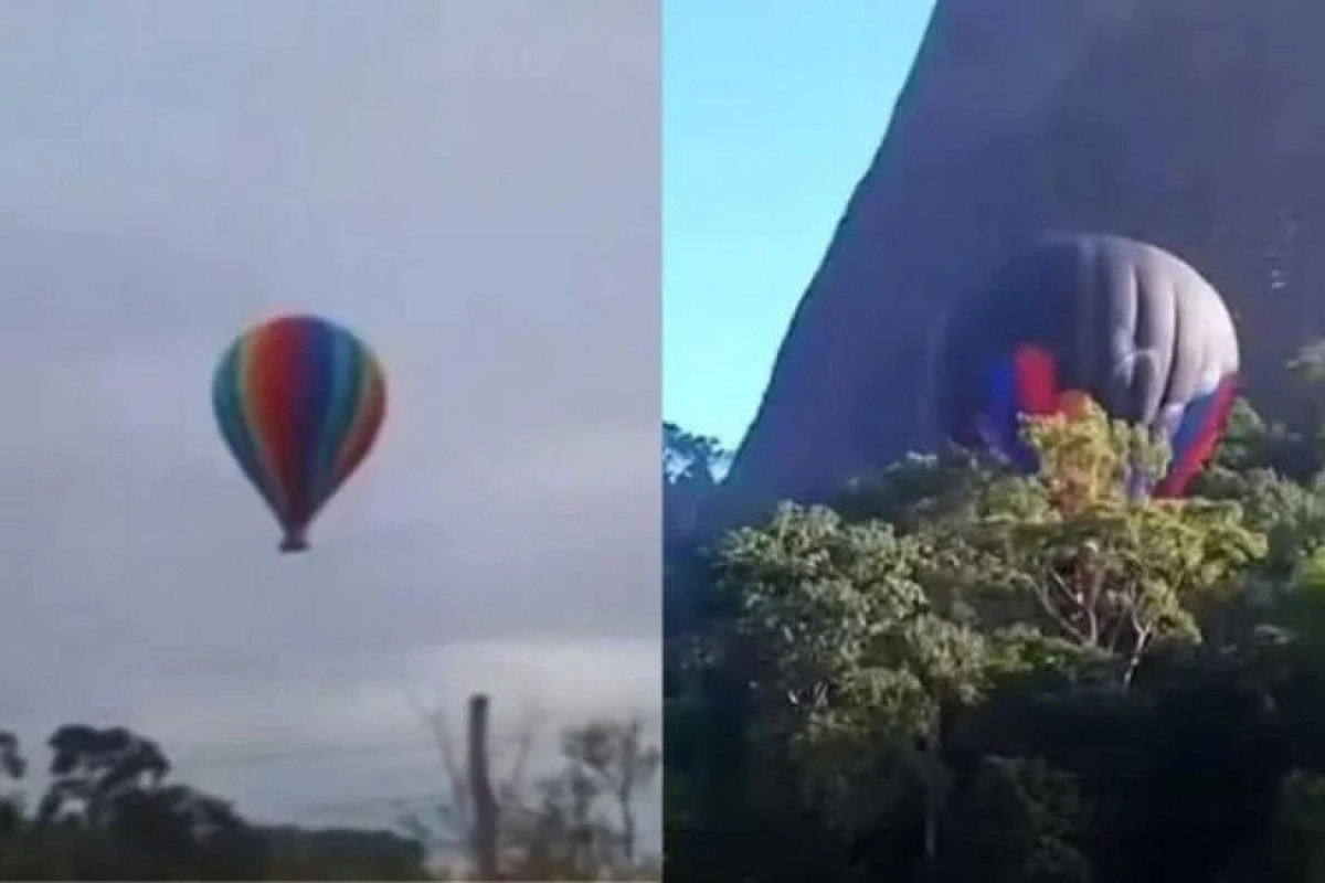 Balão com sete pessoas faz pouso em mata fechada no Espírito Santo (Reprodução/Redes sociais) Balão com sete pessoas faz pouso em mata fechada no Espírito Santo/Reprodução/Redes sociais