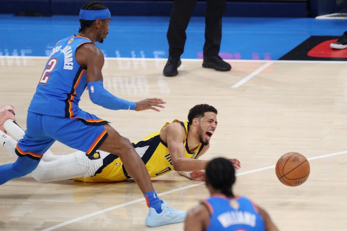 Tyrese Haliburton se lesionou na final da NBA (JUSTIN FORD / GETTY IMAGES NORTH AMERICA / Getty Images via AFP) Tyrese Haliburton se lesionou na final da NBA/JUSTIN FORD / GETTY IMAGES NORTH AMERICA / Getty Images via AFP