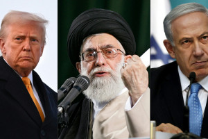 Presidente dos Estados Unidos, Donald Trump; primeiro-ministro de Israel, Benjamin Netanyahu; e l&iacute;der supremo do Ir&atilde;, Aiatol&aacute; Ali Khamenei