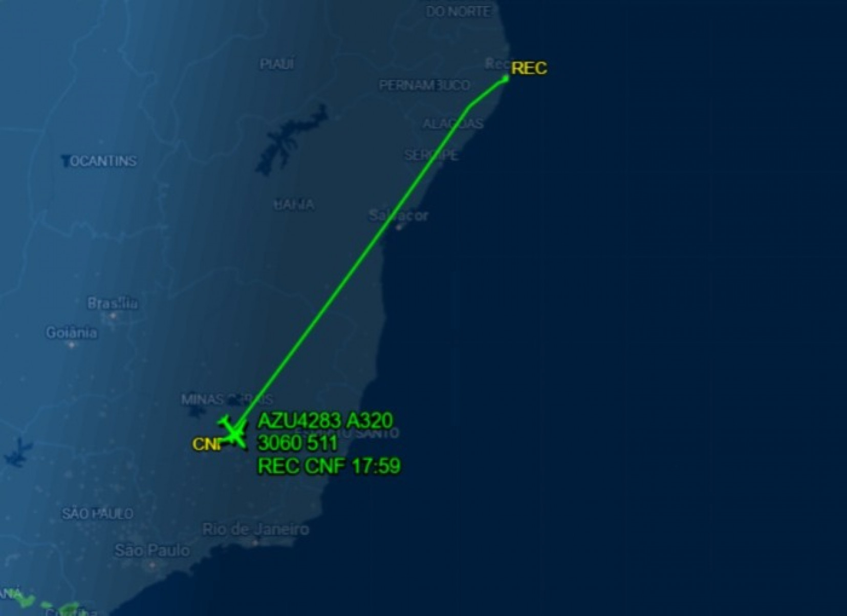 Foto: Reprodução/FlightAware