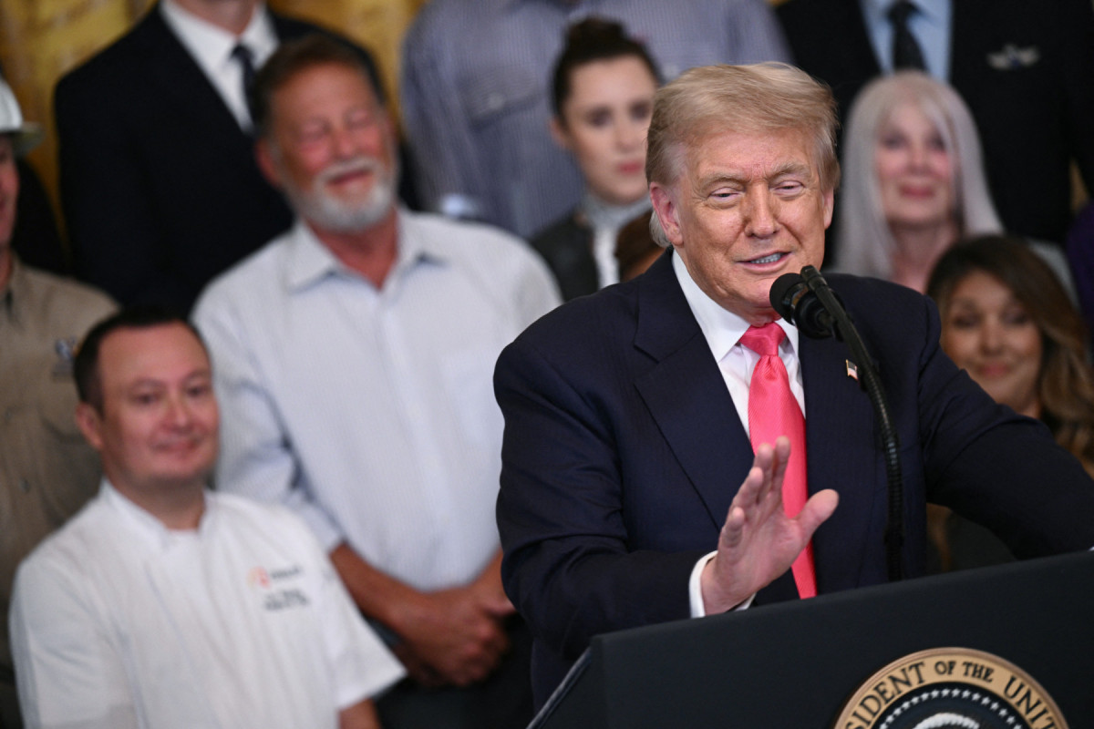 O presidente dos EUA, Donald Trump, discursa durante o 