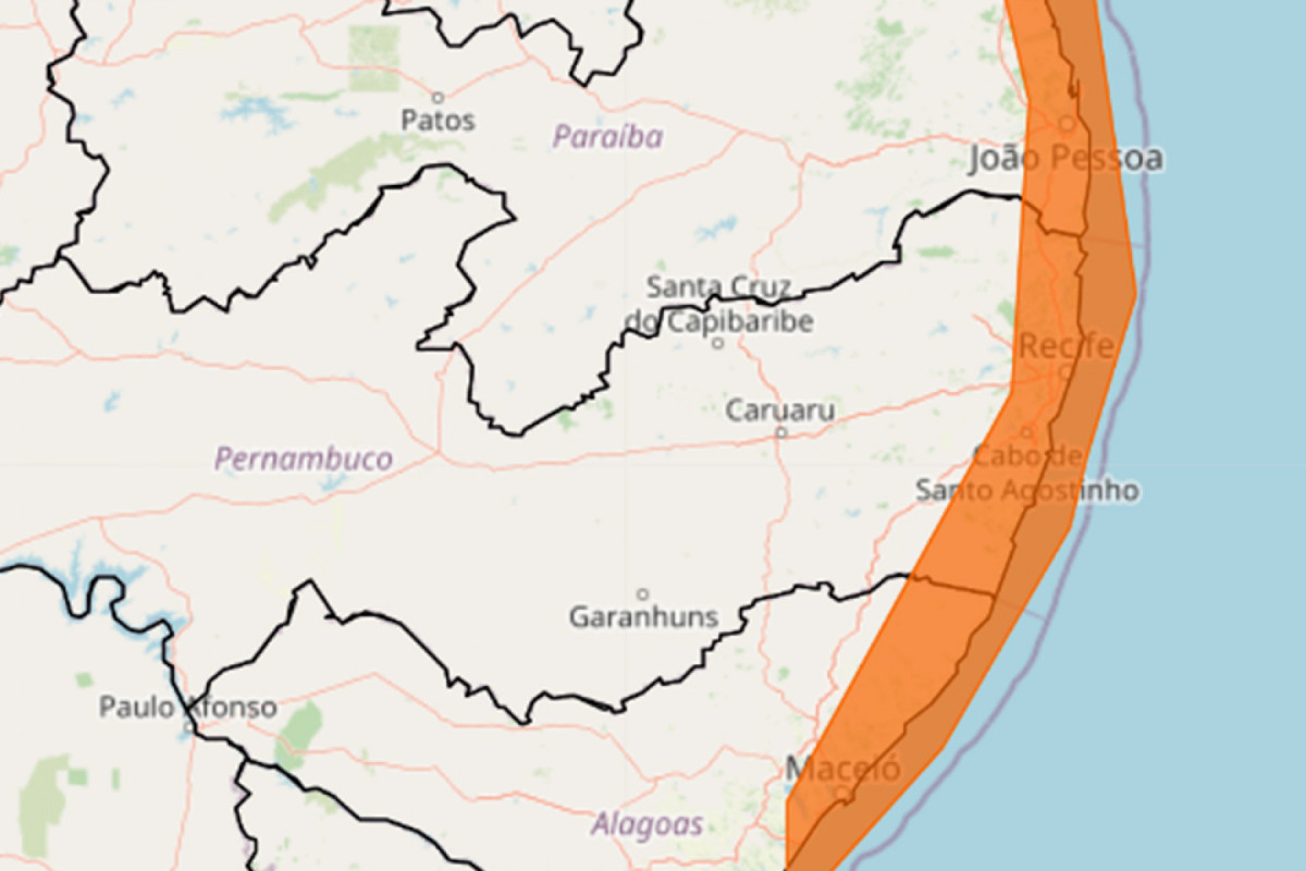 Previsão de chuva forte no litoral de Pernambuco a partir desta sexta (27) (REPRODUÇÃO/SITE INMET) Previsão de chuva forte no litoral de Pernambuco a partir desta sexta (27)/REPRODUÇÃO/SITE INMET