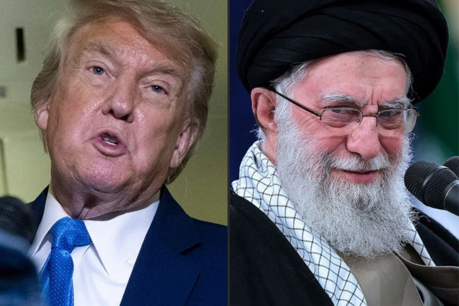 Presidente dos EUA, Donald Trump (à esq.) e o guia supremo iraniano, Ali Khamenei (à dir.)