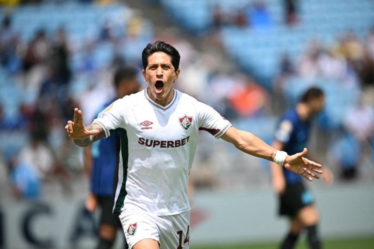 Germán Cano foi o autor do primeiro gol do Fluminense sobre a Inter de Milão (Paul Ellis/AFP) Germán Cano foi o autor do primeiro gol do Fluminense sobre a Inter de Milão/Paul Ellis/AFP