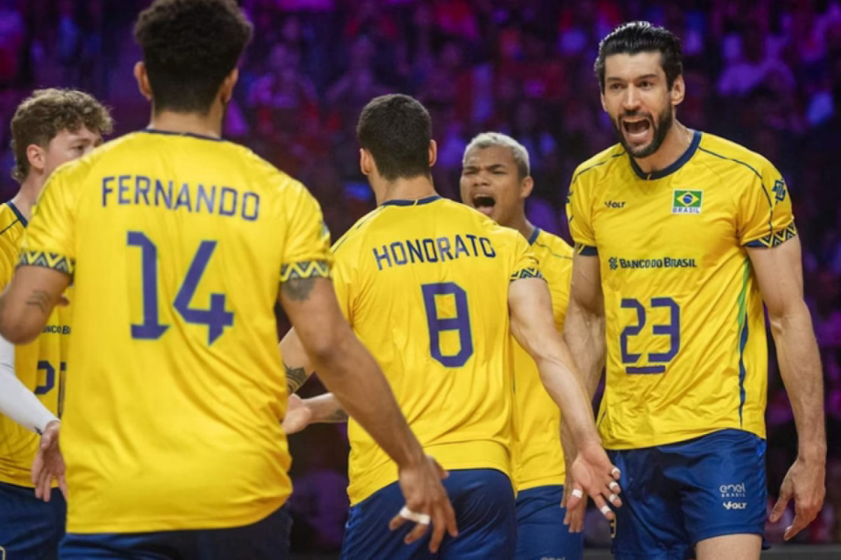 A Seleção Masculina de Vôlei do Brasil terminou a primeira fase da Liga das Nações na primeira colocação (Reprodução) A Seleção Masculina de Vôlei do Brasil terminou a primeira fase da Liga das Nações na primeira colocação /Reprodução