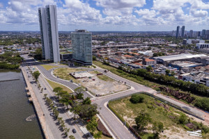 Vista aérea do complexo viário do Novo Recife