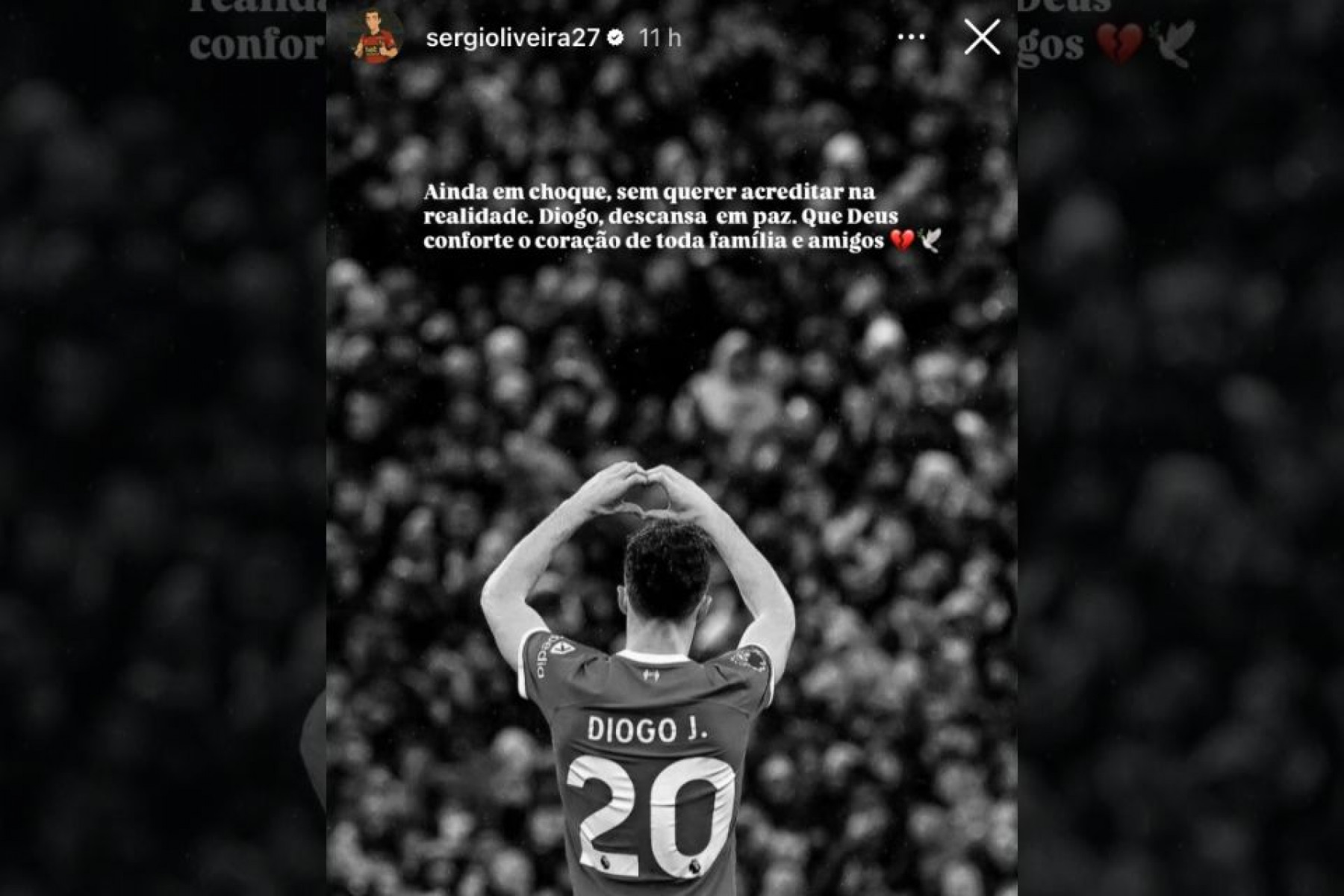 Publicação de Sérgio Oliveira sobre a morte de Diogo Jota