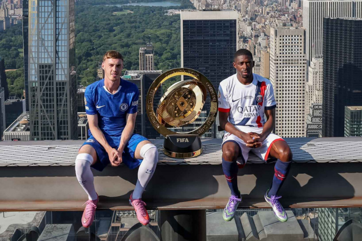 Cole Palmer e Ousmane Dembélé juntos no Top of the Rock, no Rockefeller Center, antes da final da Copa do Mundo de Clubes (Divulgação/Fifa World Cup) Cole Palmer e Ousmane Dembélé juntos no Top of the Rock, no Rockefeller Center, antes da final da Copa do Mundo de Clubes /Divulgação/Fifa World Cup