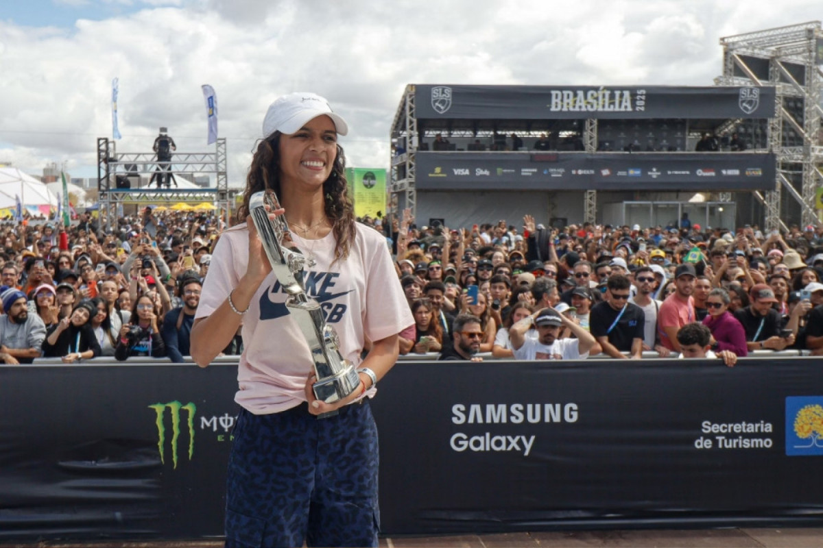 Rayssa Leal foi campeã da terceira etapa da Street League Skateboarding (SLS) (Samuel Reis / Especial Metrópoles) Rayssa Leal foi campeã da terceira etapa da Street League Skateboarding (SLS)/Samuel Reis / Especial Metrópoles