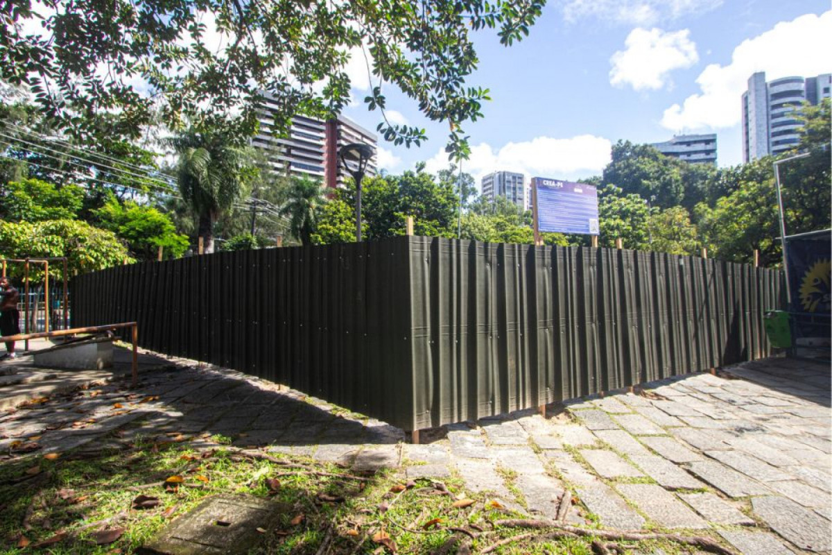 Área de demolição contém árvores com placas descritivas colocadas pela prefeitura