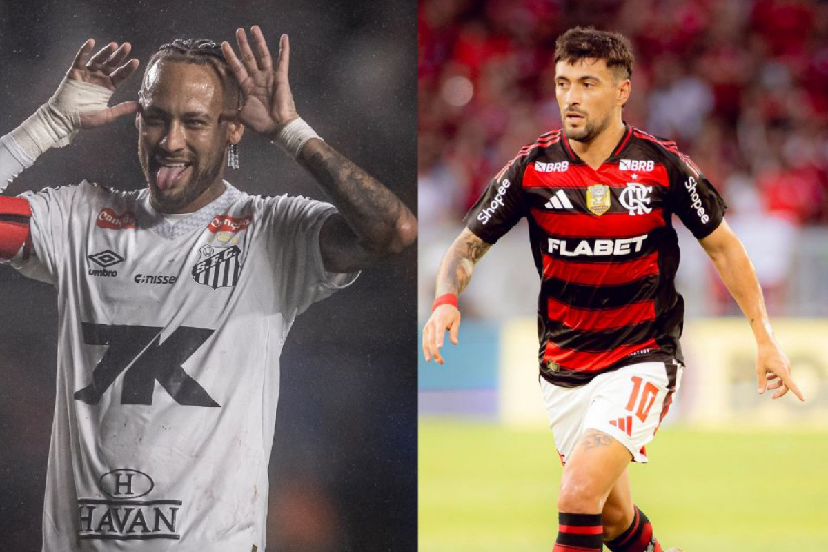 Neymar, do Santos, e Arrascaeta, do Flamengo (Raul Baretta/ Santos FC e Gilvan de Souza/Flamengo) Neymar, do Santos, e Arrascaeta, do Flamengo/Raul Baretta/ Santos FC e Gilvan de Souza/Flamengo