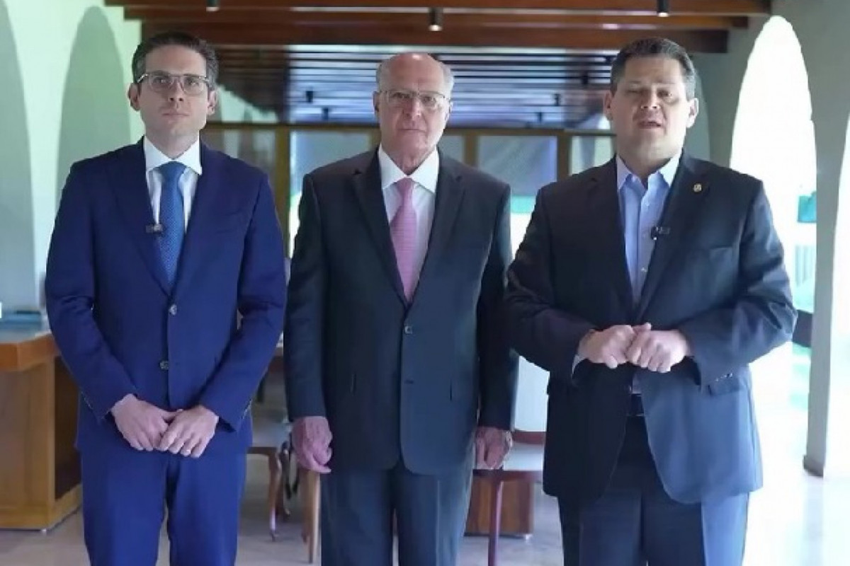 Vídeo compartilhado por Alckmin, Motta e Alcolumbre a favor da reversão das tarifas impostas pelos EUA a produtos brasileiros (Reprodução/Redes sociais) Vídeo compartilhado por Alckmin, Motta e Alcolumbre a favor da reversão das tarifas impostas pelos EUA a produtos brasileiros/Reprodução/Redes sociais