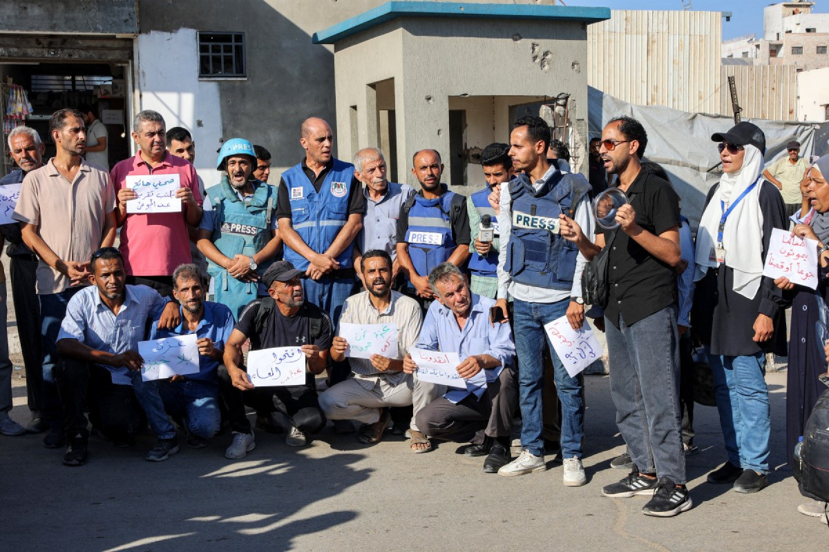 Jornalistas em Gaza/ AFP