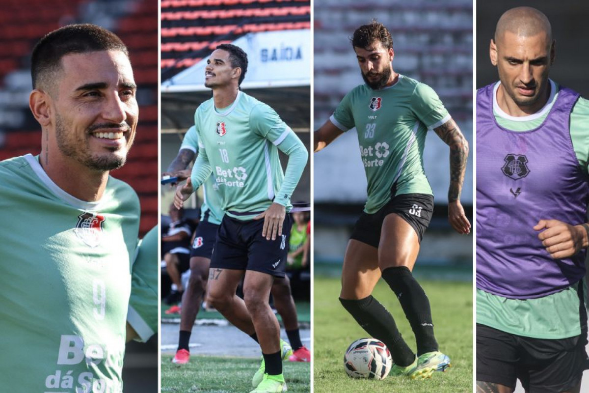 Centroavantes do Santa Cruz, Thiago Galhardo, Pedro Henrique, Eduardo Tanque e Ariel (Evelyn Victoria/SCFC) Centroavantes do Santa Cruz, Thiago Galhardo, Pedro Henrique, Eduardo Tanque e Ariel/Evelyn Victoria/SCFC