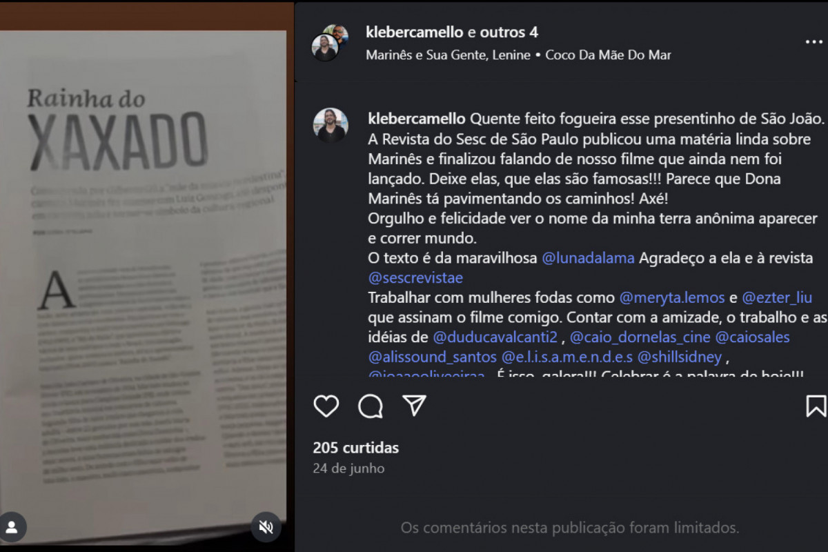 Kleber comemorou a matéria nas redes sociais