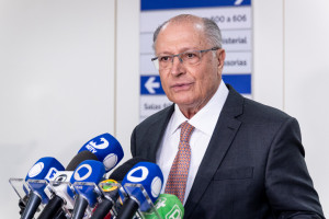 Vice-Presidente da República Geraldo Alckmin durante a coletiva de imprensa, no MDIC, em Brasília-DF.