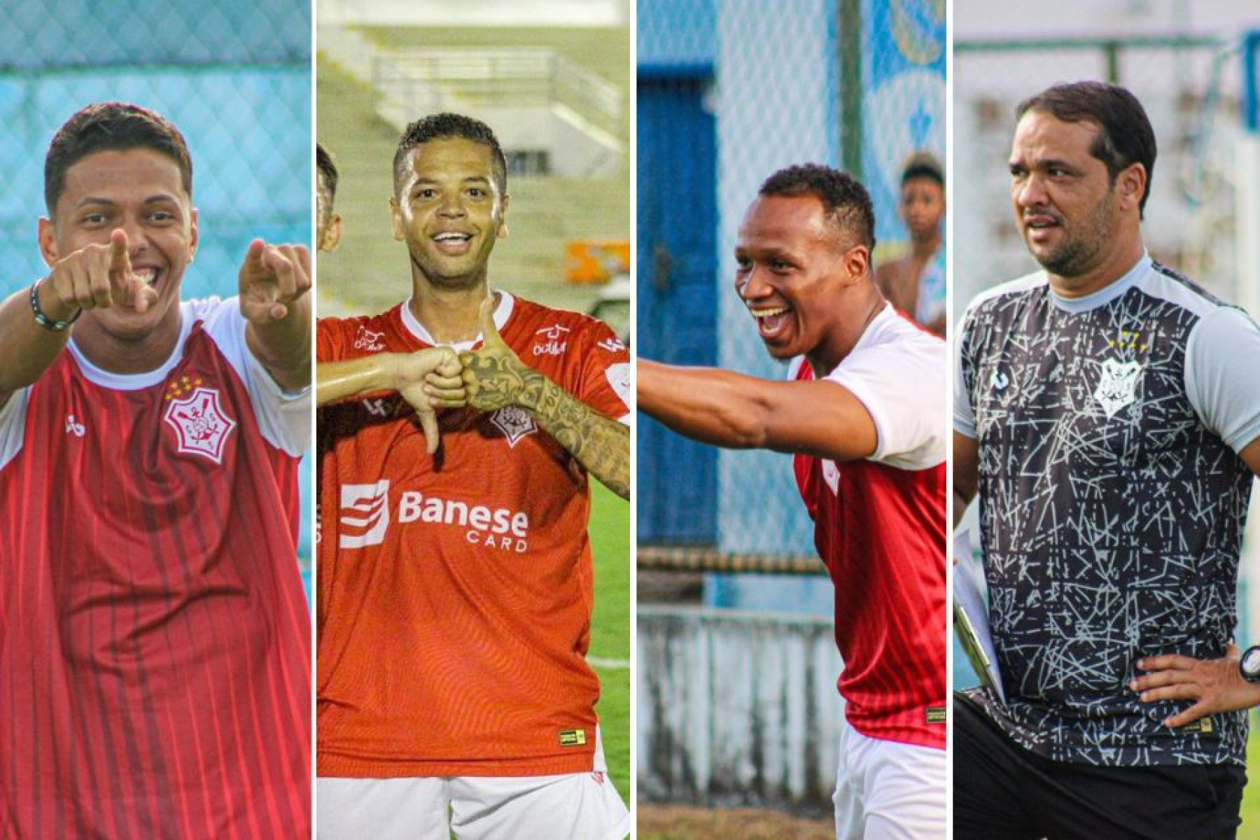 Zagueiro Junior Sergipanos, atacante Pedro Maycon, volante Tinga e técnico Wolley