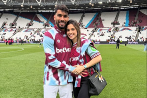 Lucas Paquetá, meia-atacante do West Ham, e a esposa Maria Eduarda Fournier