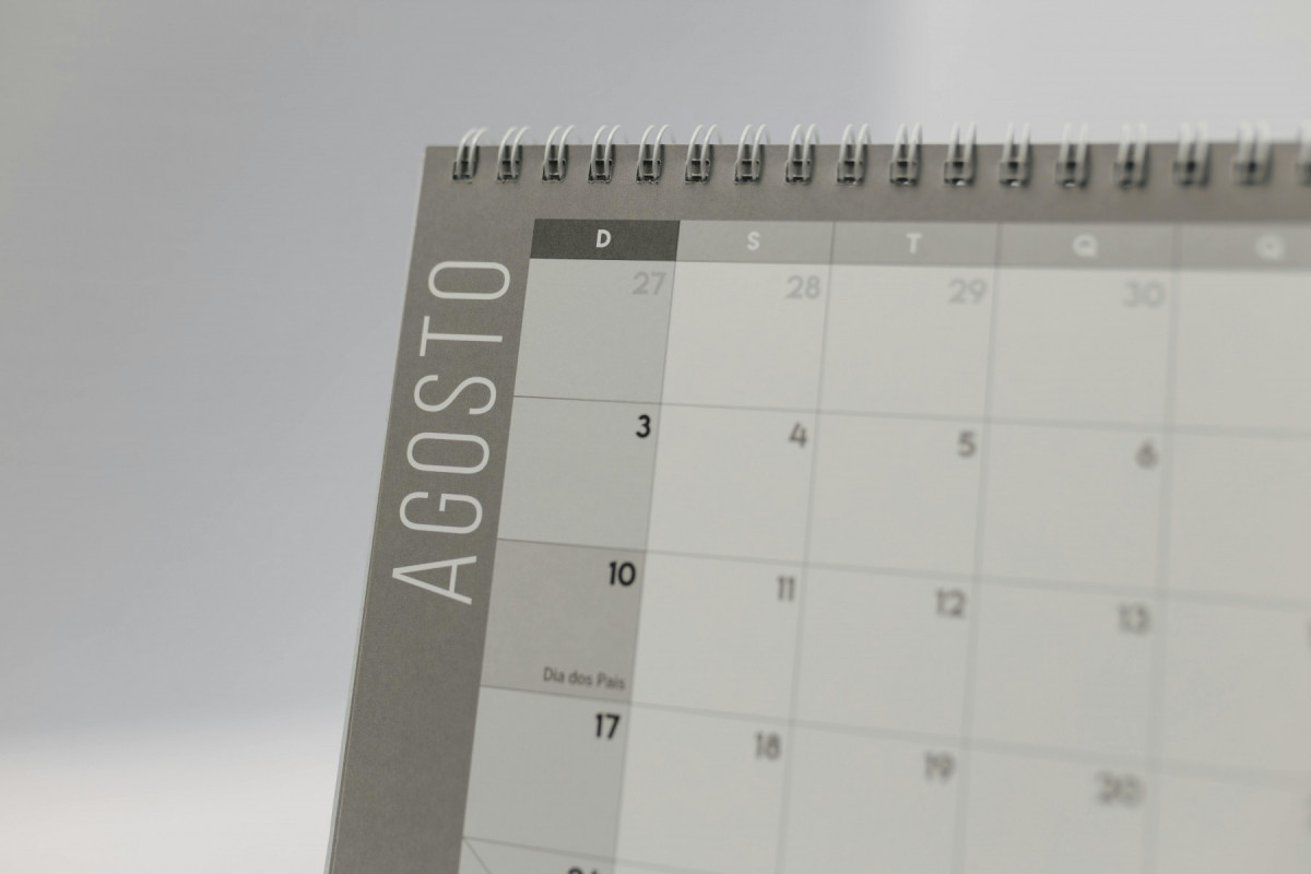 Calendário de Agosto (Foto: Pexels) Calendário de Agosto/Foto: Pexels