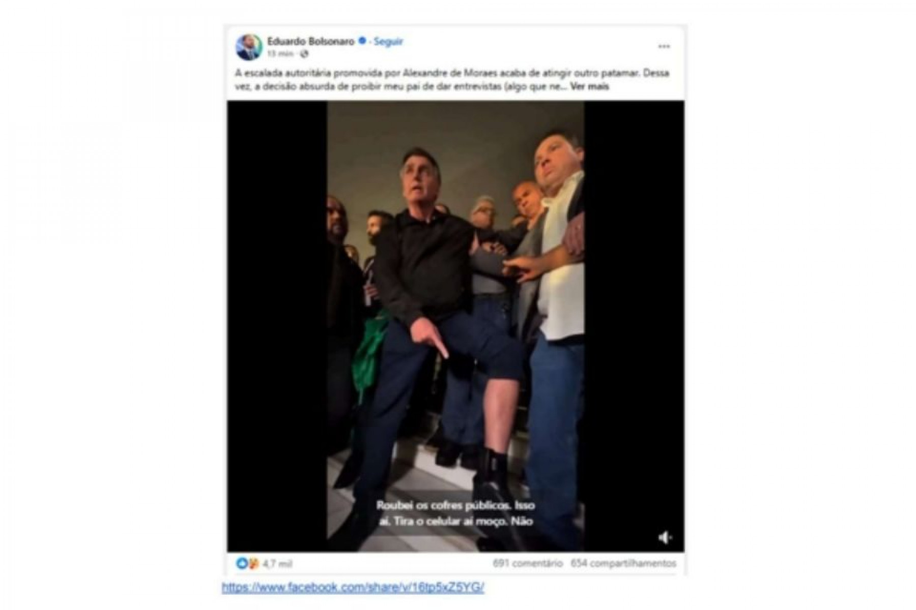 Exemplo de transgressão de Bolsonaro citada por Moraes na PET