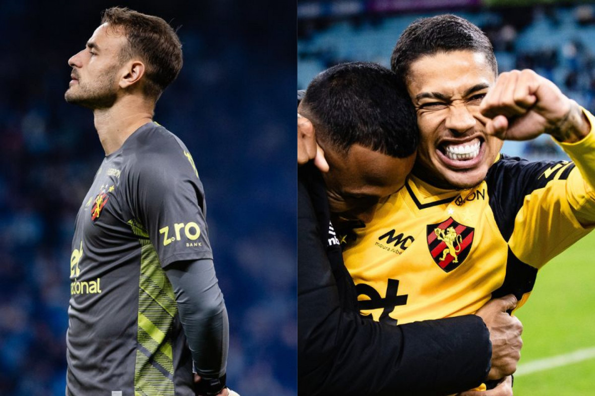 Goleiro Gabriel Vasconcelos e o meia-atacante Matheusinho, jogadores do Sport/Paulo Paiva/Sport Recife