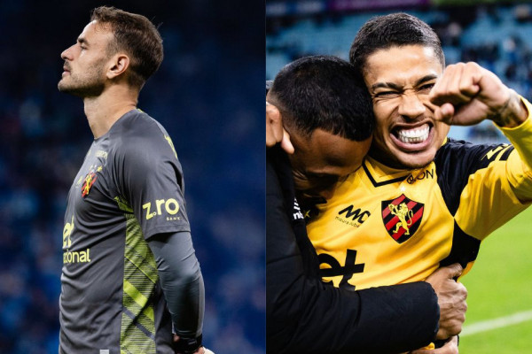 Goleiro Gabriel Vasconcelos e o meia-atacante Matheusinho, jogadores do Sport