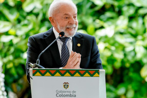 Presidente da República, Luiz Inácio Lula da Silva, durante encontro dos Presidentes dos Estados Partes do Tratado de Cooperação Amazônica com a Sociedade Civil e Comunidades Indígenas, em Bogotá, na Colômbia