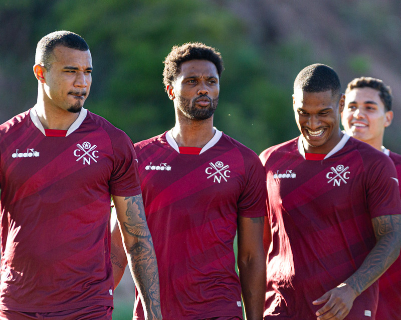 João Maistro, Mezenga e Igor Pereira, jogadores do Náutico (Gabriel França/ CNC) João Maistro, Mezenga e Igor Pereira, jogadores do Náutico/Gabriel França/ CNC