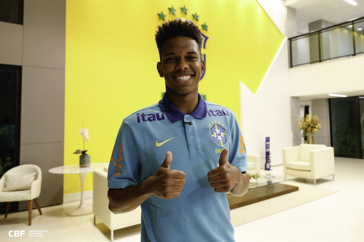 Estêvão, atacante da Seleção Brasileira (Rafael Ribeiro/CBF) Estêvão, atacante da Seleção Brasileira/Rafael Ribeiro/CBF