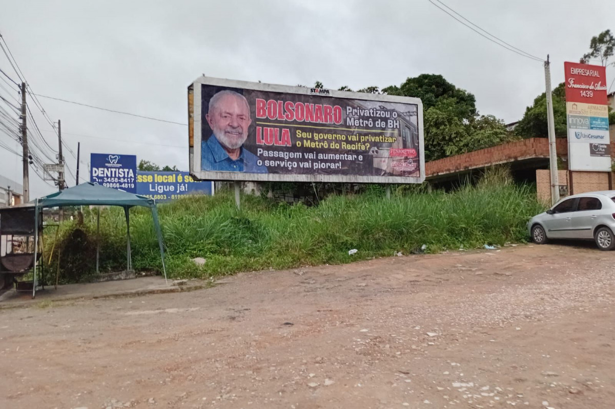 Outdoor de campanha do Sindicato dos Metroviários. (Foto: Divulgação) Outdoor de campanha do Sindicato dos Metroviários./Foto: Divulgação
