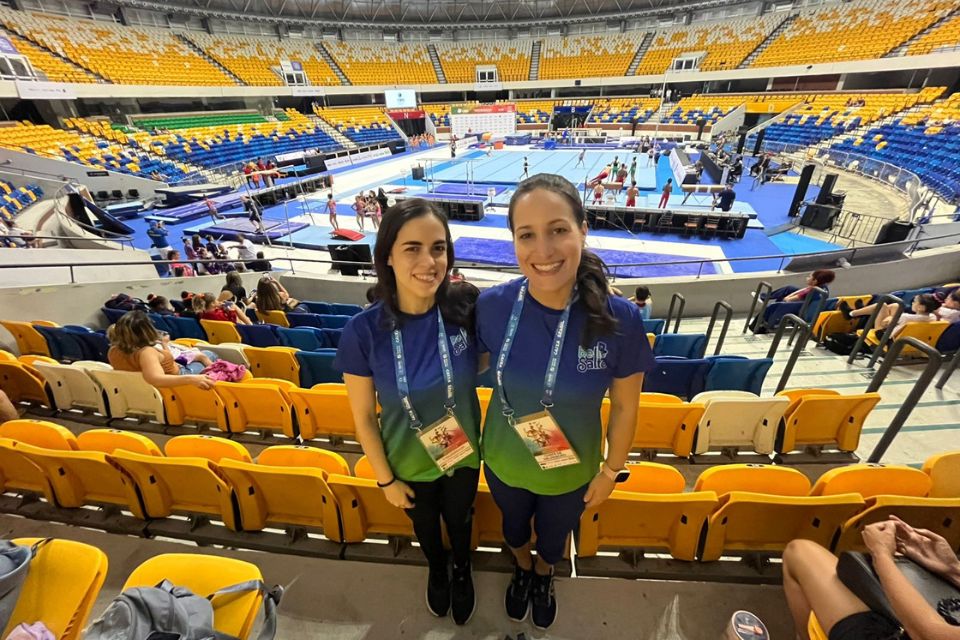 Vanessa e Clarissa Bello, técnicas da Bello Salto, academia de Ginástica Artística (Gabriel Farias/DP) Vanessa e Clarissa Bello, técnicas da Bello Salto, academia de Ginástica Artística/Gabriel Farias/DP