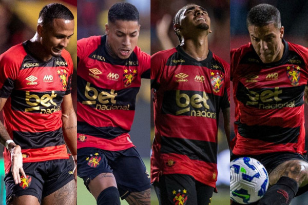 Léo Pereira, Matheusinho, Du Queiroz e Carlos Alberto em ação pelo Sport (Rafael Vieira/DP Foto)