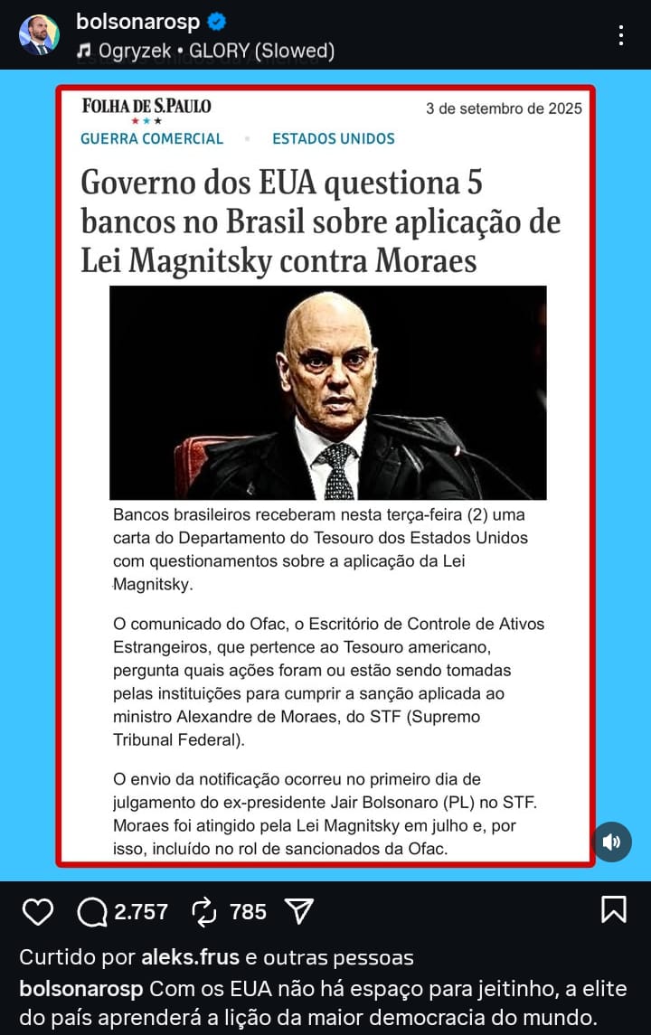 Família Bolsonaro reage ao julgamento  (Reprodução/Redes Sociais)